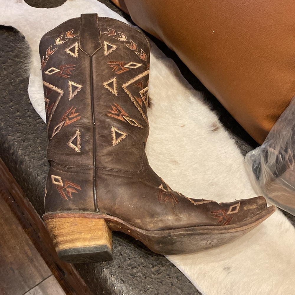 CIRCLE G Women’s Cowboy Boots Western Aztec Pattern Brown Pointed Toe - Picture 5 of 12